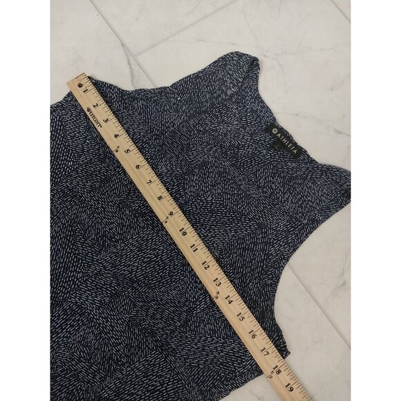 Athleta High Neck Santorini Sleeveless Dress Navy Print Sz L - Picture 7 of 10